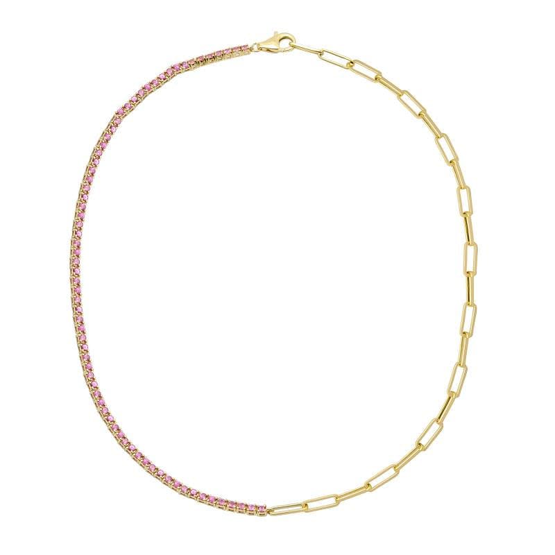 Half Paperclip Chain Turquoise Tennis Necklace.