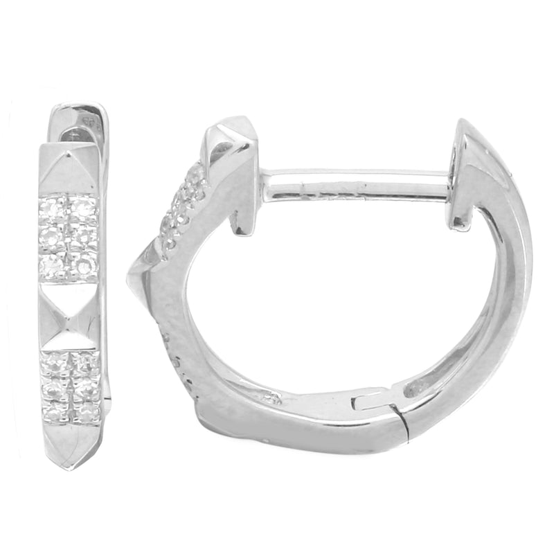 Diamond Pyramid Stud Huggie Hoops.