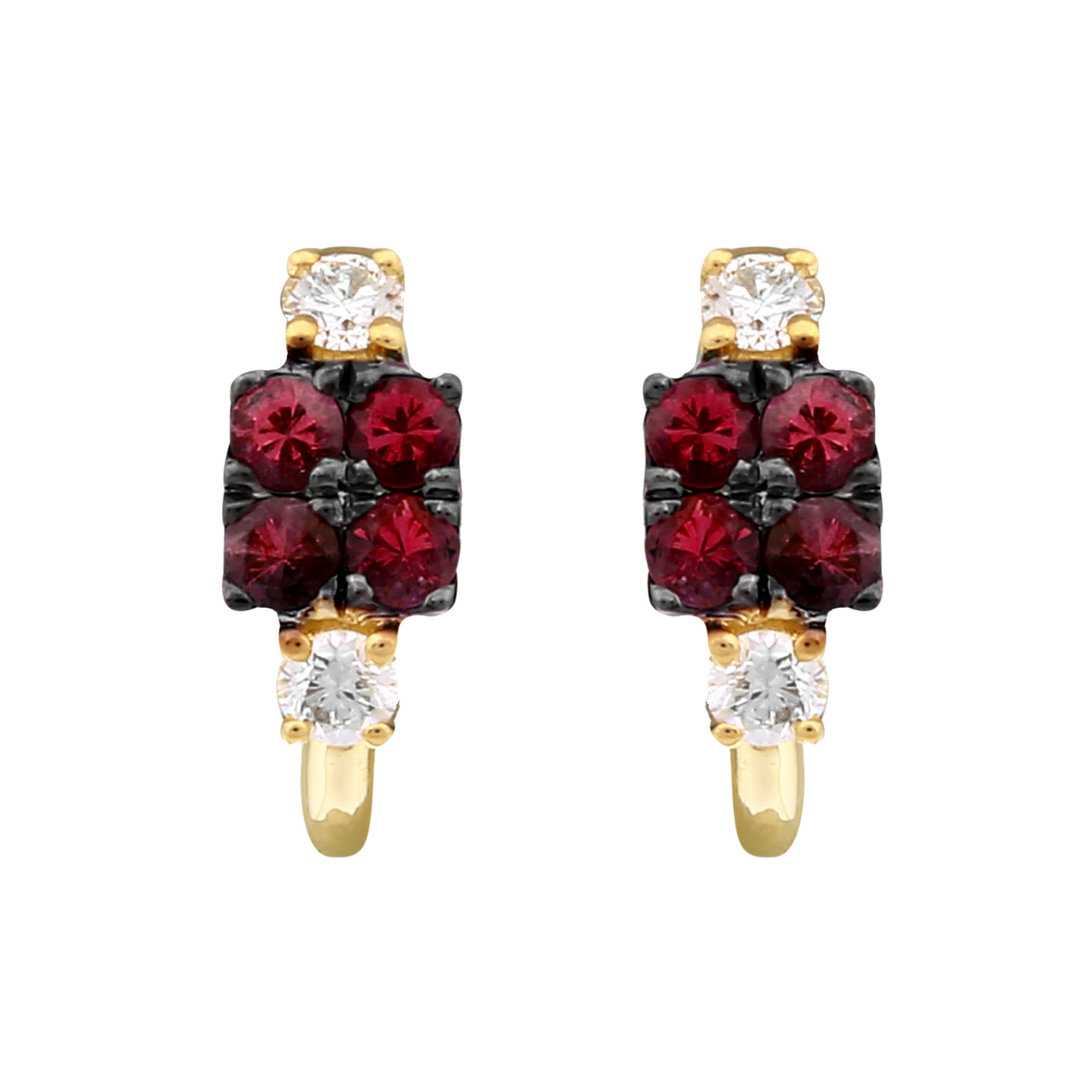 Gemstone Diamond Hoop Earrings.