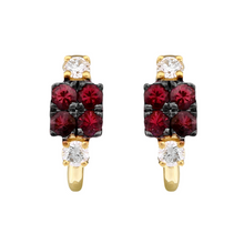 Gemstone Diamond Hoop Earrings.