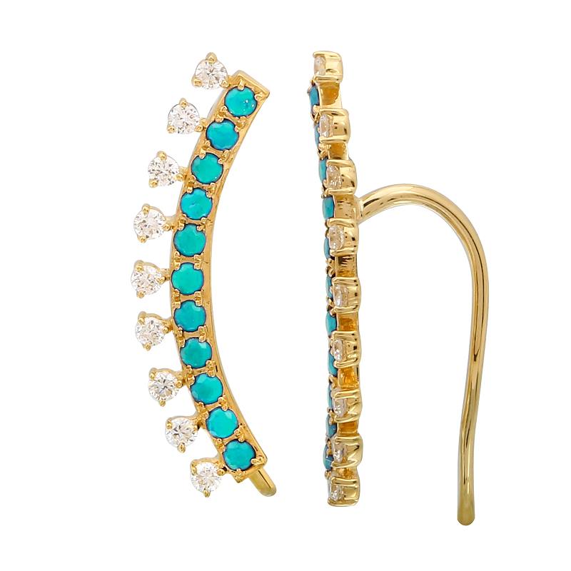 Diamond Lapis Crawler Earrings.