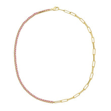 Half Link Chain & Sapphire Tennis Necklace.