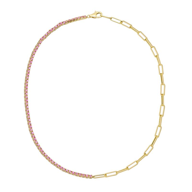Half Link Chain & Sapphire Tennis Necklace.
