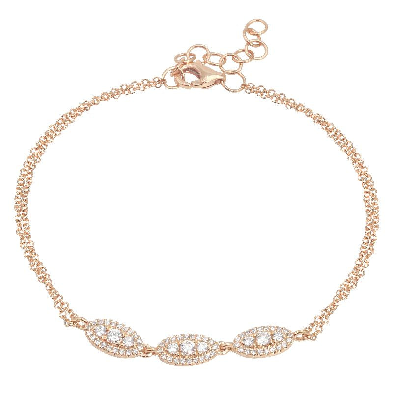 Diamond Strand Charm Double Chain Link Bracelet.