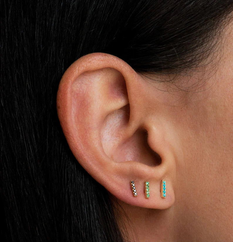 Rhodium Bar Earrings.