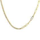 Half Paperclip Chain Turquoise Tennis Necklace.