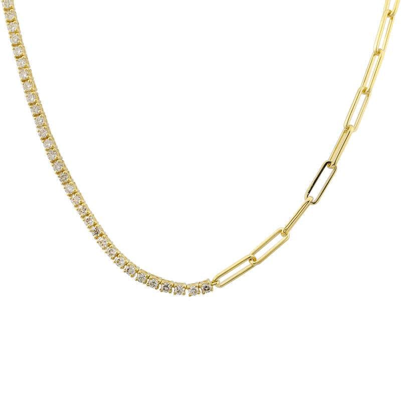 Half Paperclip Chain Turquoise Tennis Necklace.