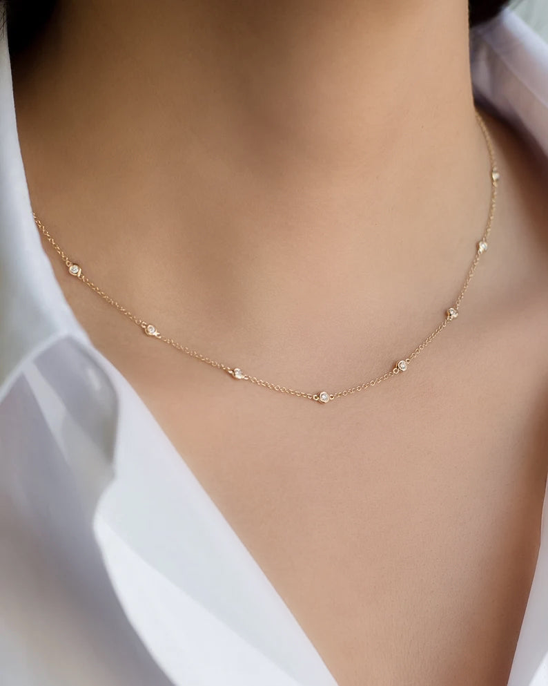 Diamond Bezel By-Yard Necklace.
