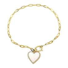 Heart Stone Charm Paper Link Bracelet.