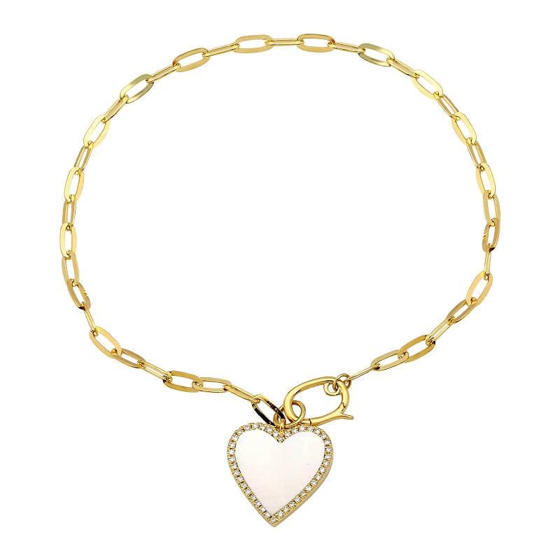 Heart Stone Charm Paper Link Bracelet.