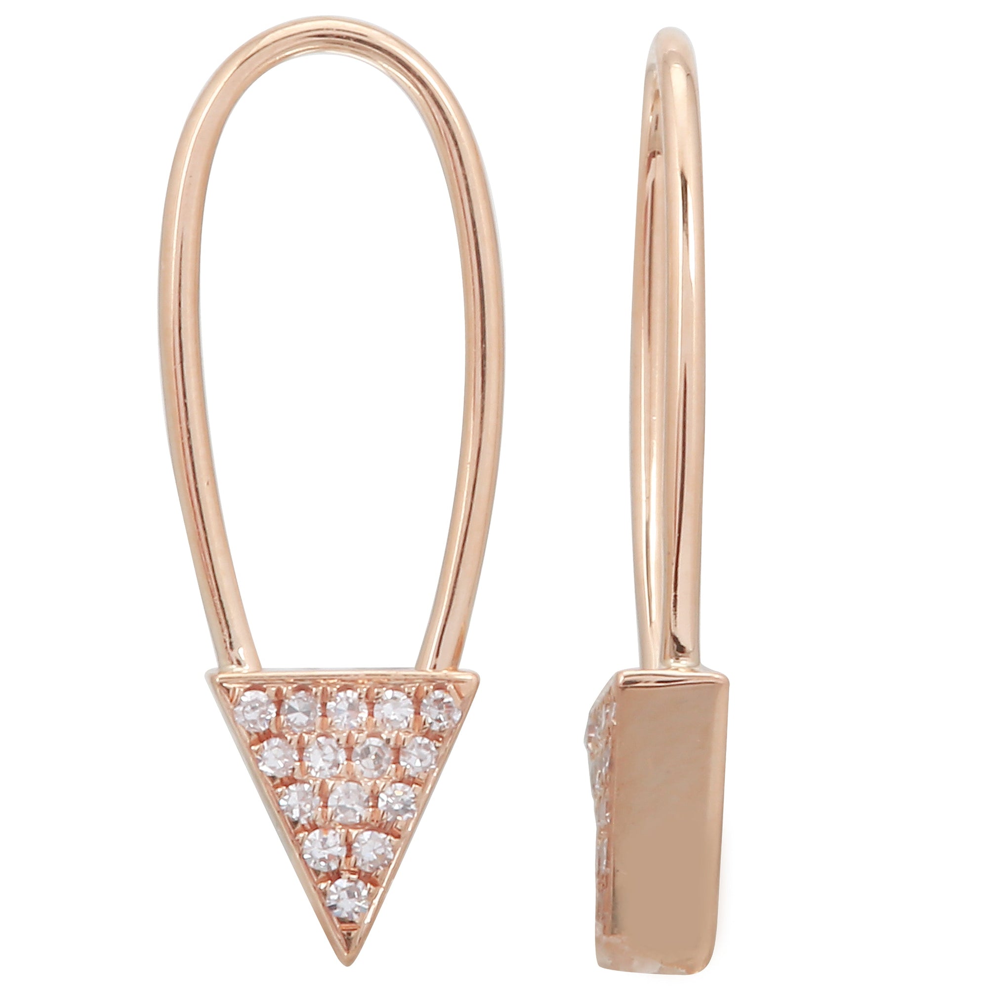 Triangle Tip Safety Pin Crawler Earrings.