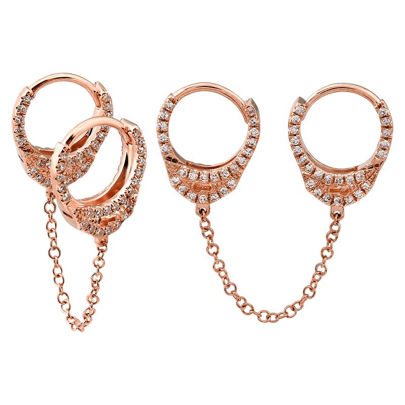 Diamond Double Handcuff Hoop Earring.