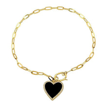 Heart Stone Charm Paper Link Bracelet.