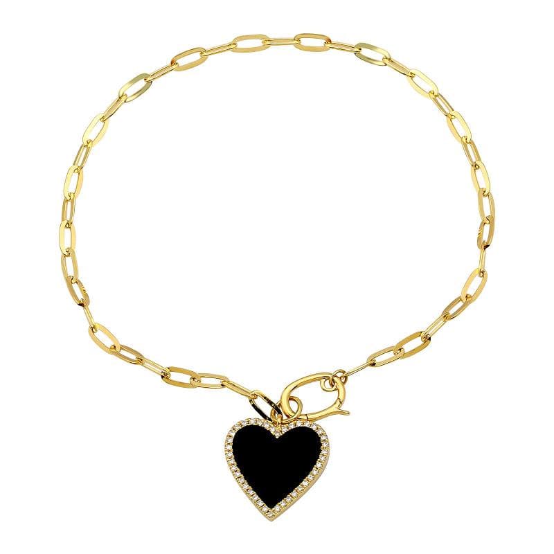 Heart Stone Charm Paper Link Bracelet.