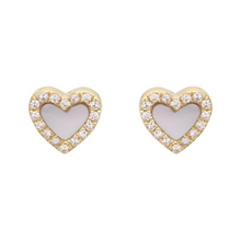 Mini Gemstone Halo Heart Studs.