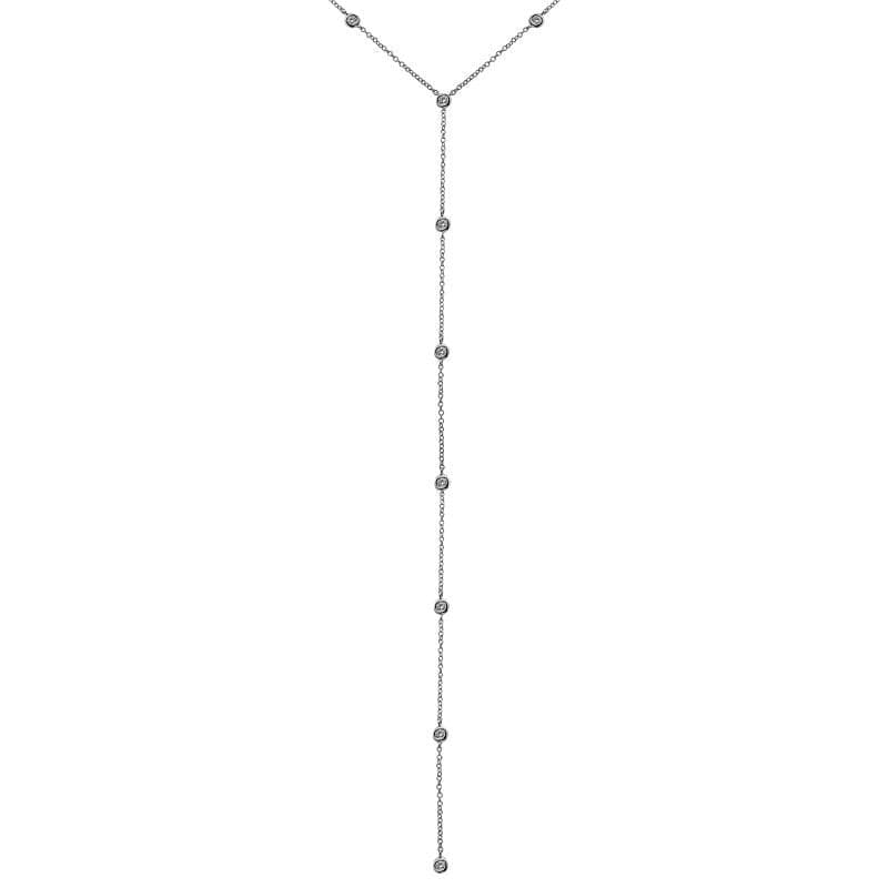 By-Yard Diamond Bezel Lariat Necklace.