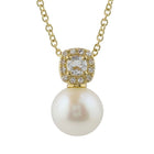 Cushion Gemstone Pearl Drop Studs.