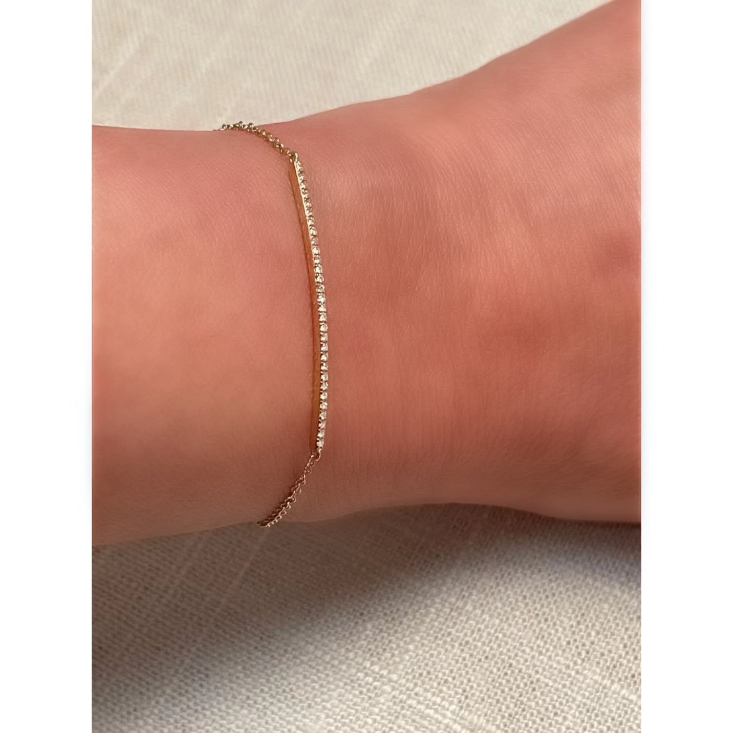 Emerald Skinny Bar Charm Link Bracelet.