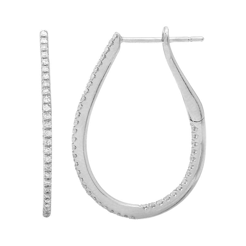 Oval In & Out Diamond Hoop Earring.