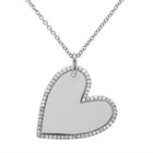 Engraved Slant Heart Pendant.