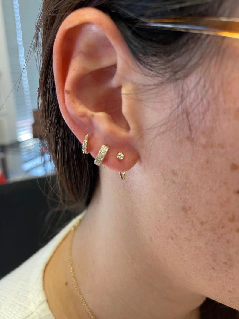 Diamond Bezel Ear Jacket Threaders.