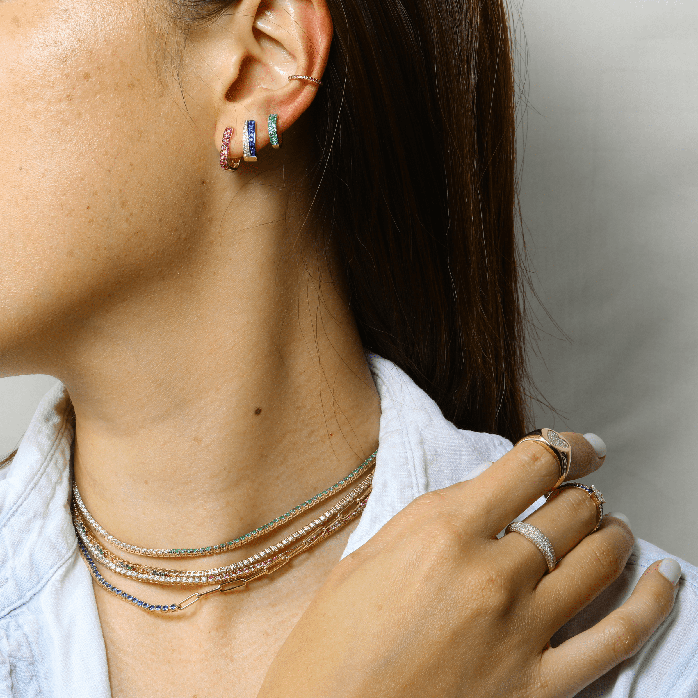 Half Paperclip Chain Turquoise Tennis Necklace.