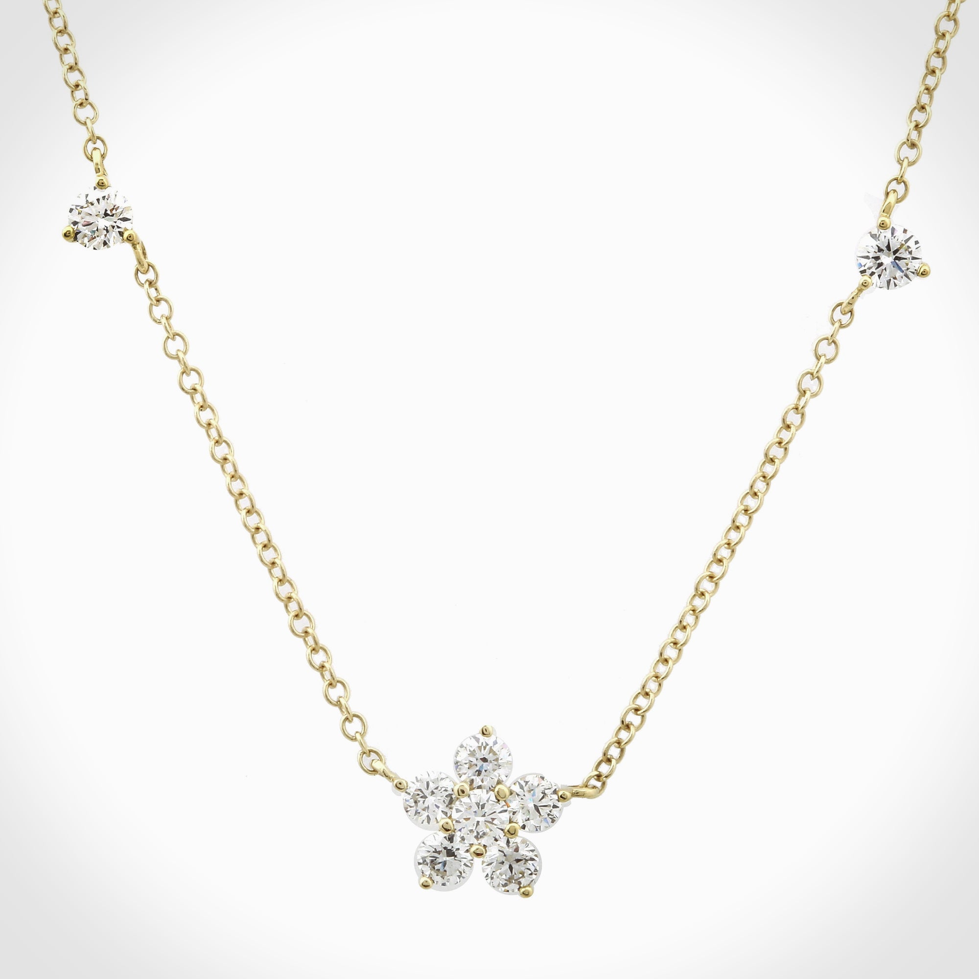 Dainty Station Flower Charm Necklace.