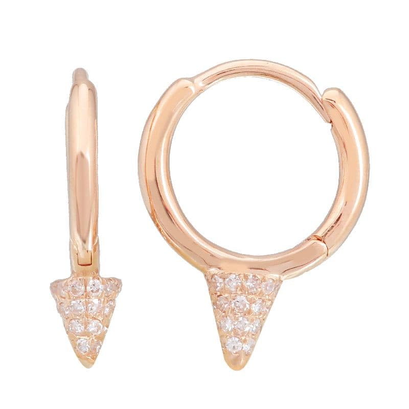 Smooth Huggie Pave Spike Earrings.