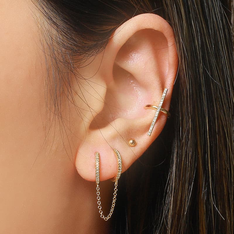 Dangle Chain Double Hoop Earring.