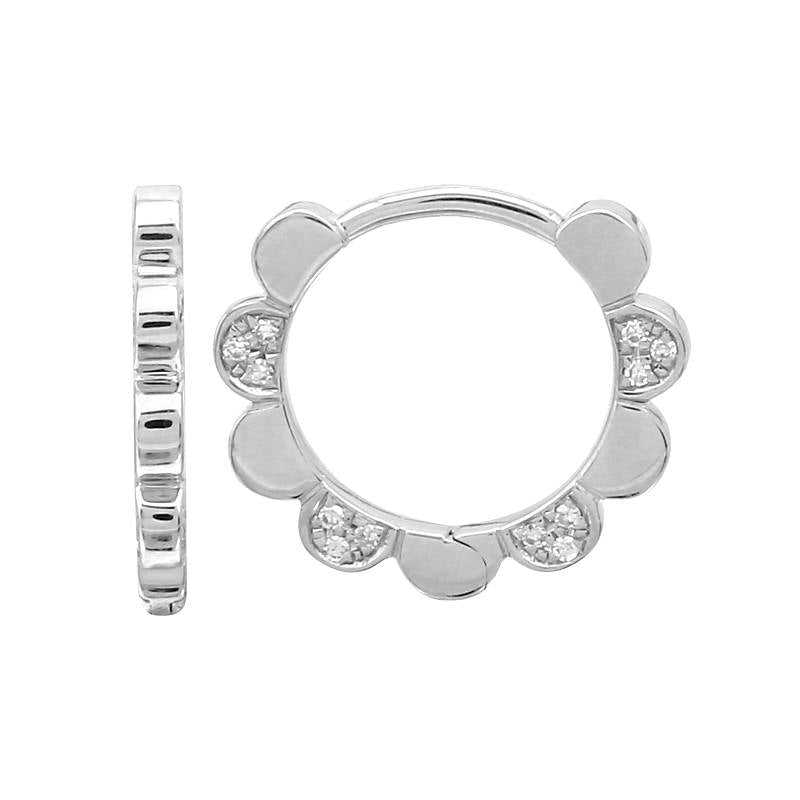 Diamond Flower Hoop Earrings.