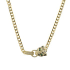 Gold Panther Cuban Link Chain Diamond Necklace.
