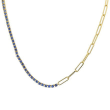 Half Paperclip Chain Turquoise Tennis Necklace.