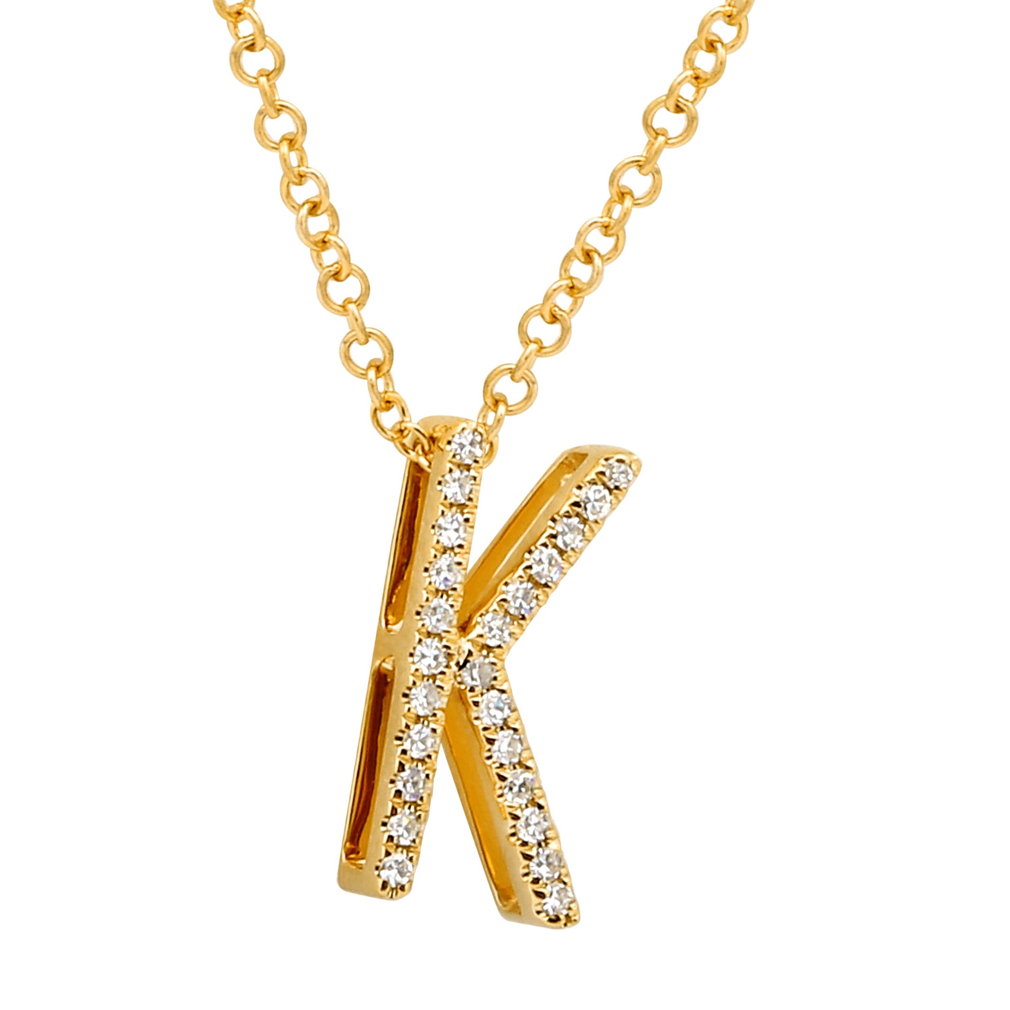 3D Initial Diamond Necklace.