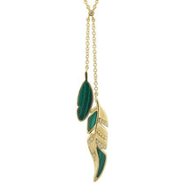Malachite Leaf Diamond Lariat Necklace.