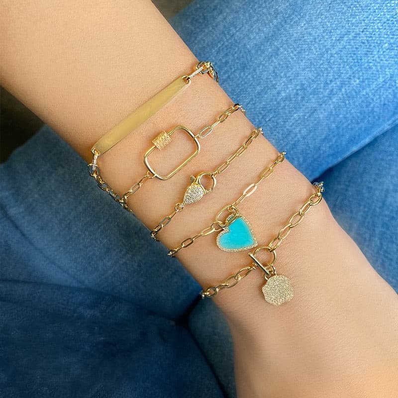 Paper Link Chain Lobster Clasp Charm Bracelet.