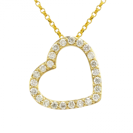 14k Yellow Gold Diamond Fallen Heart Pendant Necklace (1/4 Carat)