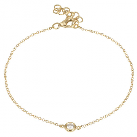 14k Yellow Gold Round Diamond Charm Link Bracelet (1/10 Carat), 6-7"