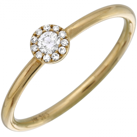 14k Yellow Gold Diamond Halo Band Ring (1/10 Carat)
