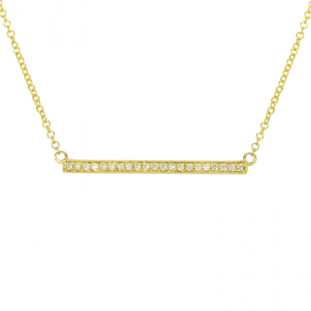 14k Yellow Gold Diamond Floating Bar Pendant Necklace (1/10 Carat)
