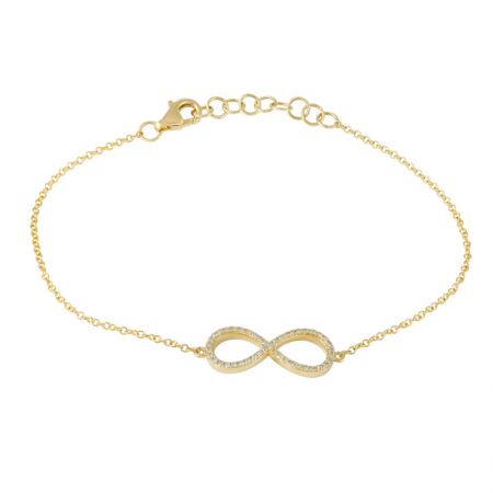 14k Yellow Gold Diamond Infinity Charm Bracelet (1/10 Carat), 6-7"