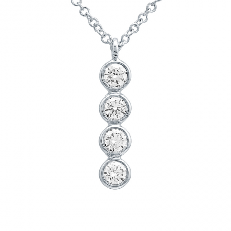 14k White Gold Diamond Bezel Linear Pendant Necklace (1/4 Carat)