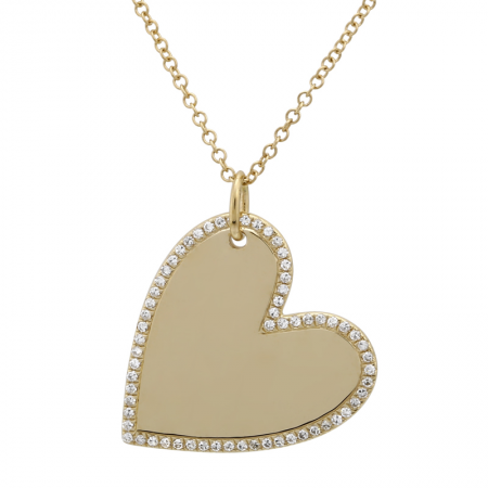 14k Yellow Gold Diamond Heart Pendant Necklace (1/5 Carat), 16-18"