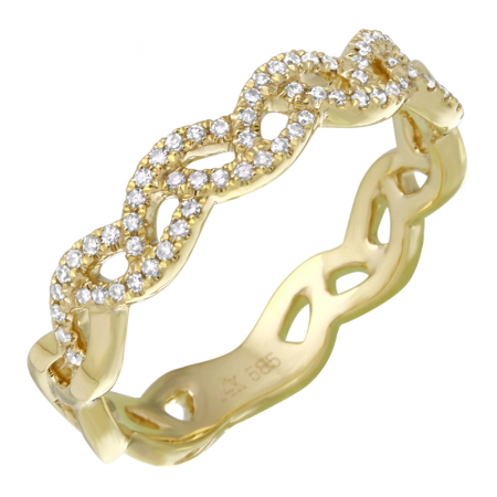14k Yellow Gold Diamond Chain Link Band Ring (1/10 Carat)