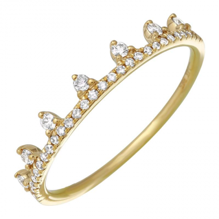 14k Yellow Gold Diamond Accent Crown Ring (1/5 Carat)