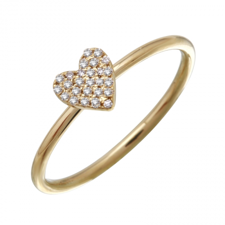 14k Yellow Gold Diamond Flat Heart Band Ring (1/20 Carat)