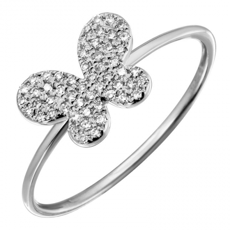 14k White Gold Diamond Butterfly Band Ring (1/10 Carat)