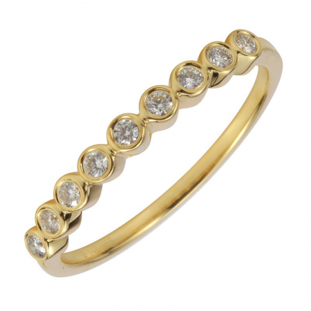 14k Yellow Gold Diamond Bezel Stackable Band Ring (1/10 Carat)