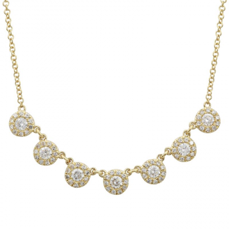 14k Yellow Gold Round Diamond Accent Necklace, 16-18"