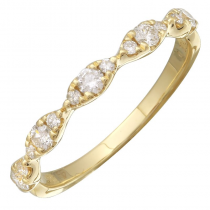 14k Yellow Gold Diamond Wave Stackable Band Ring (1/3 Carat)