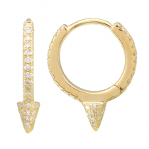 14k Yellow Gold Diamond Tear Drop Hoop Earrings (1/4 Carat)